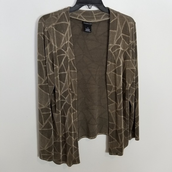 Citiknits Women Cardigan Pants 2 Ps Set Sz M Petite Open Front Stretch Abstract - Picture 4 of 16